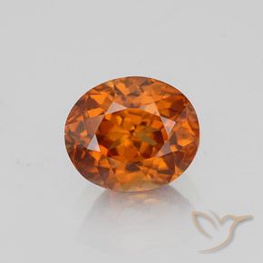 Zircon orange naturelle coupe ovale, 1,78 ct, VVS-VS