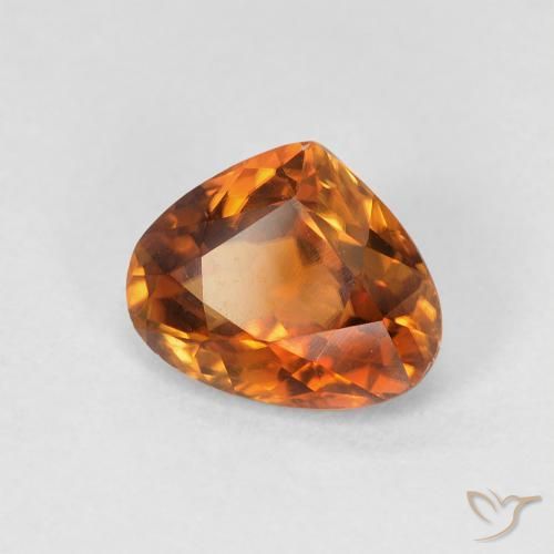Zircon Orange foncé naturelle En forme de poire, 1.57 ct, VVS-VS