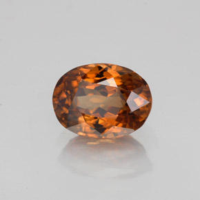 Zircon Orange moyen-foncé naturelle Coupe ovale, 2.12 ct, VVS