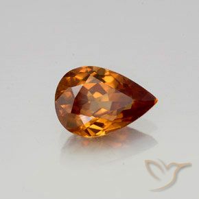 Zircon Orange moyen-foncé naturelle En forme de poire, 1.71 ct, VVS
