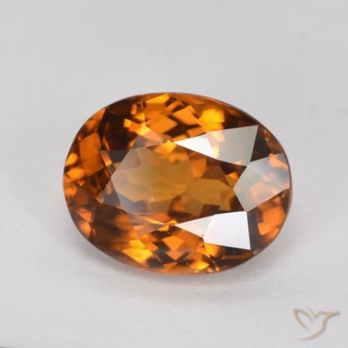 Zircon Orange terre naturelle ovale, 1.66 ct, VVS-VS