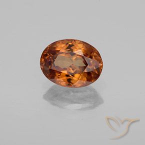 Zircon Orange foncé naturelle ovale, 1.98 ct, VVS