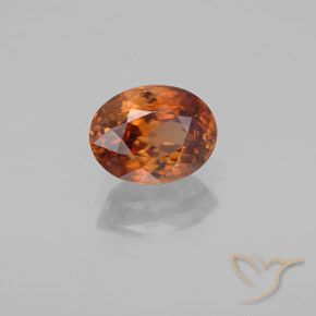 Zircon Orange foncé naturelle ovale, 1.85 ct, VVS