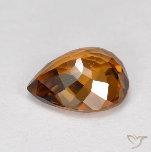 Zircon Orange foncé naturelle En forme de poire, 1.68 ct, VVS