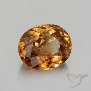 Zircon Orange rouille naturelle ovale, 2.13 ct, VS