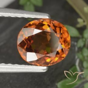 Zircon Orange foncé naturelle ovale, 1.49 ct, VS