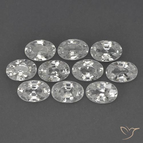 7.21ctw Naturel Blanc clair Zircon, ovale, VVS-VS