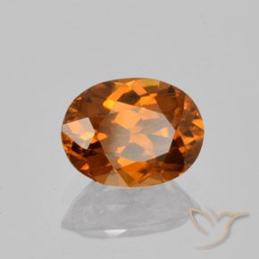 Zircon Orange foncé naturelle ovale, 1.53 ct, VVS