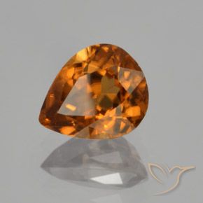 Zircon Orange moyen-foncé naturelle En forme de poire, 1.79 ct, VVS-VS