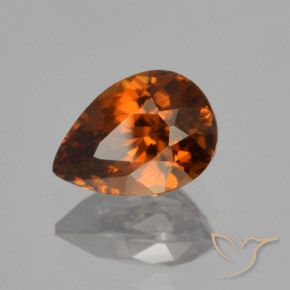 Zircon Orange brunâtre foncé naturelle En forme de poire, 1.87 ct, VVS