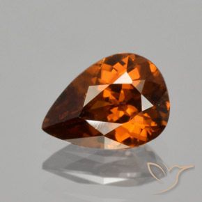 Zircon Orange brunâtre foncé naturelle En forme de poire, 1.73 ct, VVS
