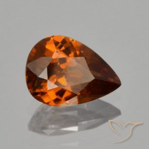 Zircon Orange brunâtre foncé naturelle En forme de poire, 1.73 ct, VVS