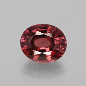 Zircon rouge naturelle coupe ovale, 2,65 ct, VVS