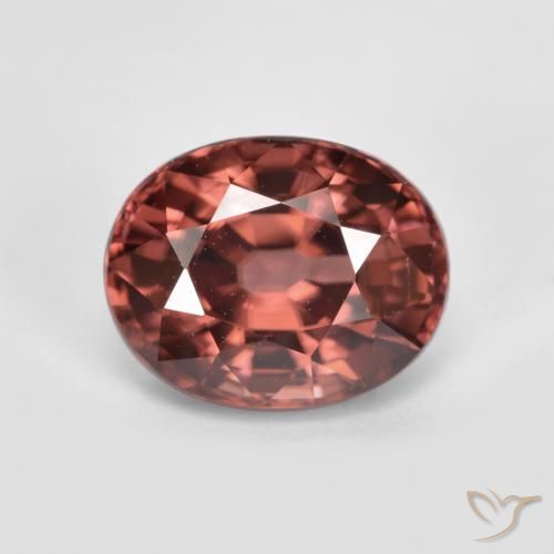 2.92ct Naturel Rouge moyen-foncé Zircon, ovale, VS