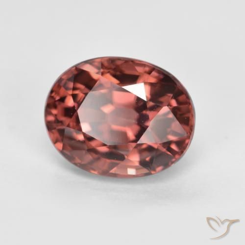 Zircon Rouge moyen-foncé naturelle ovale, 2.92 ct, VS