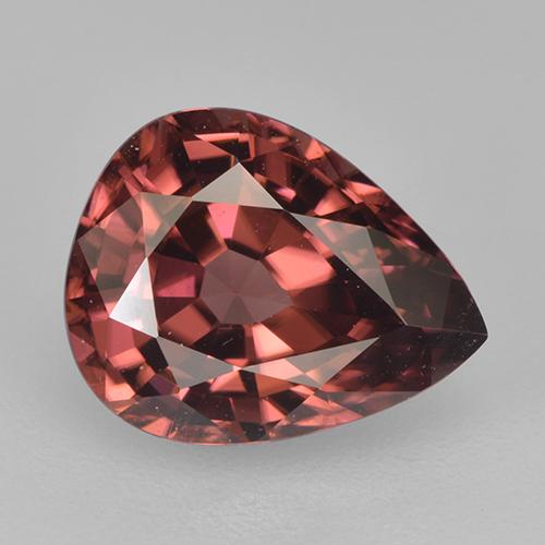 Zircon rouge naturelle en forme de poire, 2,75 ct, VVS