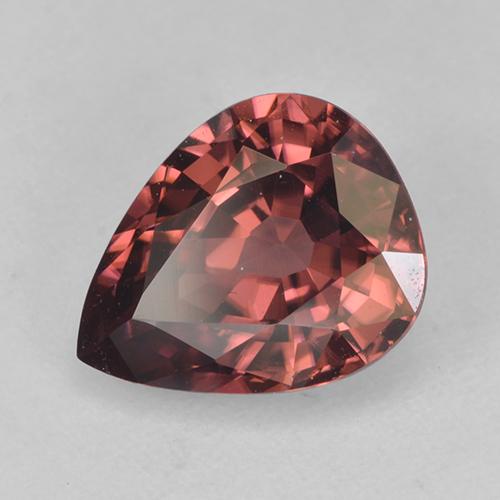 Zircon rouge naturelle en forme de poire, 2,75 ct, VVS