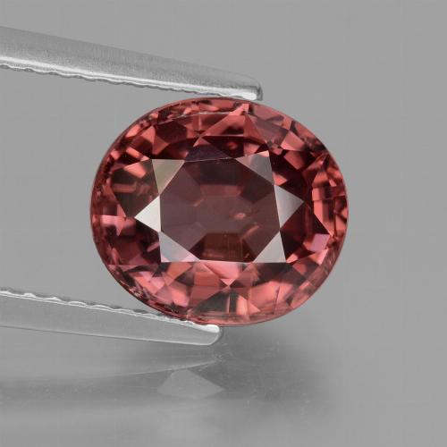 Zircon rouge naturelle coupe ovale, 3,63 ct, VS