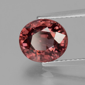 Zircon rouge naturelle coupe ovale, 3,63 ct, VS
