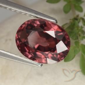 Zircon rouge naturelle coupe ovale, 3,10 ct, VVS