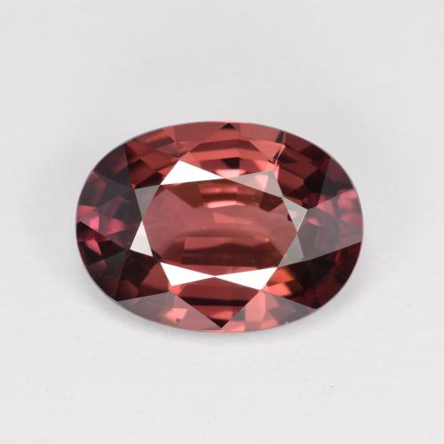 Zircon rouge naturelle coupe ovale, 3,46 ct, VVS