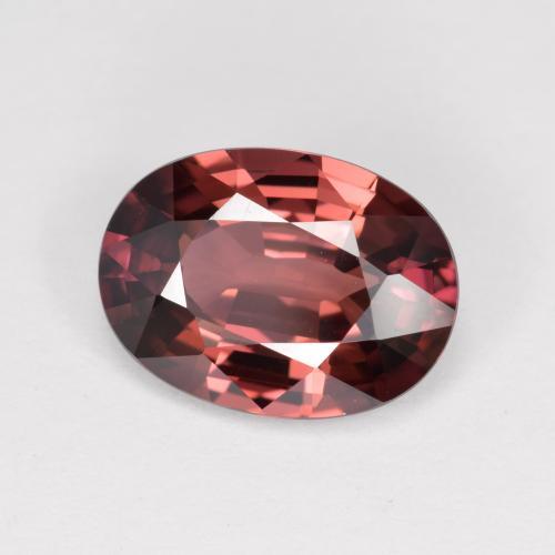 Zircon rouge naturelle coupe ovale, 3,46 ct, VVS