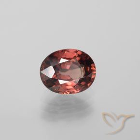 Zircon Rouge moyen-foncé naturelle ovale, 3.44 ct, VVS-VS