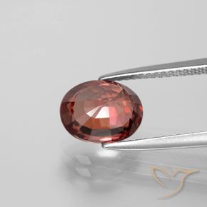 Zircon Rouge moyen-foncé naturelle ovale, 3.44 ct, VVS-VS