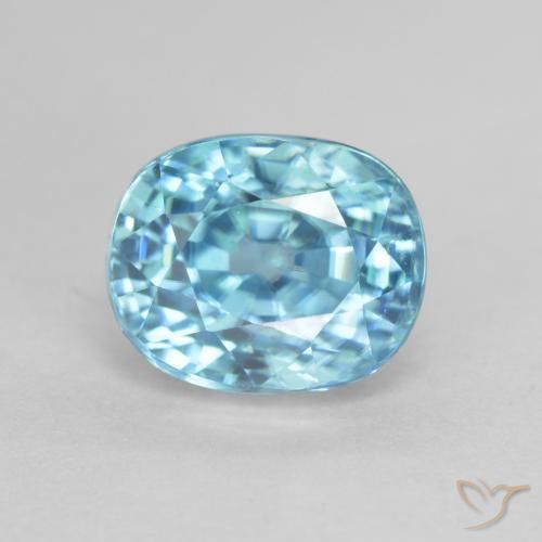 Zircon bleue naturelle coupe ovale, 4,15 ct, VS-SI