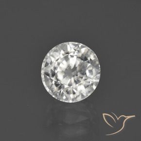 Zircon blanc chaud naturelle coupe roude, 3,22 ct, VS-SI