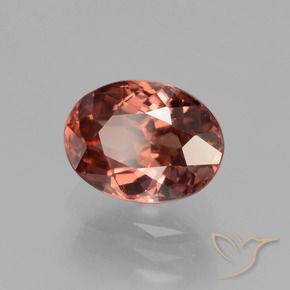 Zircon Rouge foncé naturelle ovale, 3.01 ct, VVS-VS