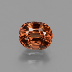 Zircon orange naturelle coupe ovale, 1,26 ct, VS