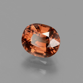 Zircon orange naturelle coupe ovale, 1,26 ct, VS