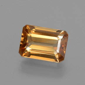 Zircon orange naturelle taille émeraude, 1,62 ct, VVS-VS