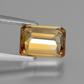 Zircon orange naturelle taille émeraude, 1,62 ct, VVS-VS