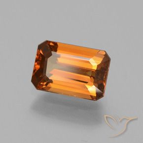 Zircon Orange foncé naturelle Octogone / coupe Émeraude, 1.44 ct, VVS-VS