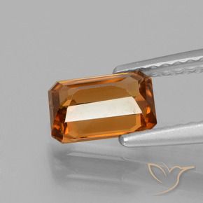Zircon Orange foncé naturelle Octogone / coupe Émeraude, 1.44 ct, VVS-VS