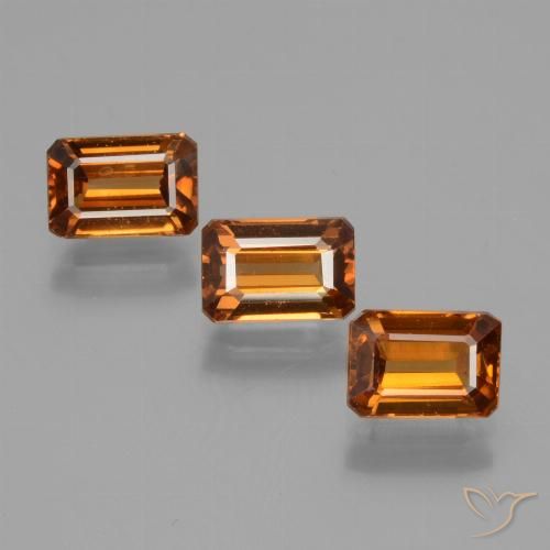 3.19ctw Naturel Orange foncé Zircon, Taille émeraude, VS