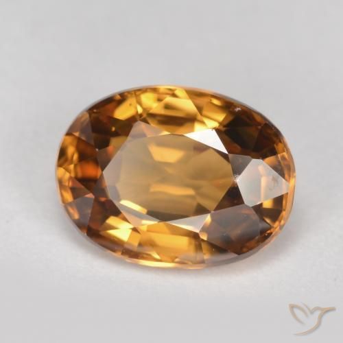 Zircon Orange moyen-foncé naturelle ovale, 2.03 ct, VVS