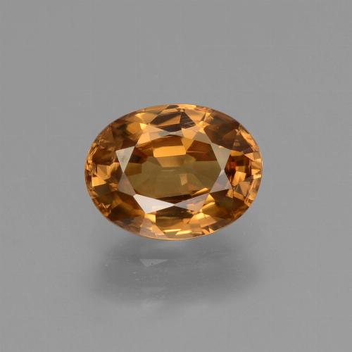 Zircon orange naturelle coupe ovale, 2,09 ct, VVS