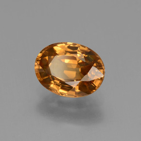 Zircon orange naturelle coupe ovale, 2,09 ct, VVS