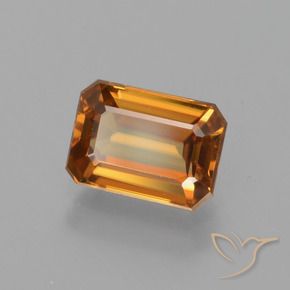 Zircon Orange foncé naturelle Octogone / coupe Émeraude, 1.65 ct, VVS