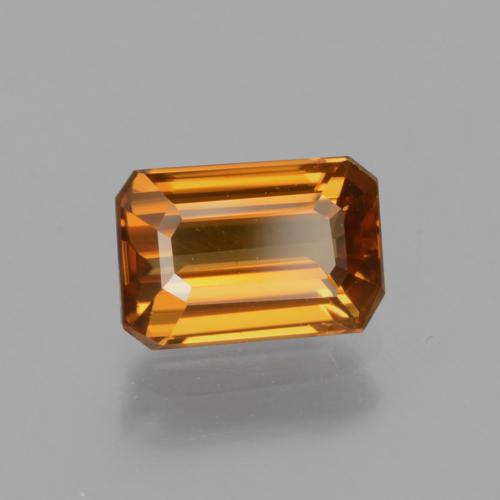 Zircon orange naturelle taille émeraude, 1,51 ct, VVS