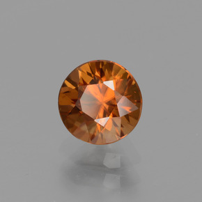 Zircon orange naturelle coupe roude, 1,26 ct, VVS