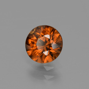 Zircon orange naturelle coupe roude, 1,16 ct, VVS