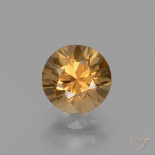 Zircon Pêche doré naturelle Coupe roude, 1.56 ct, VVS-VS