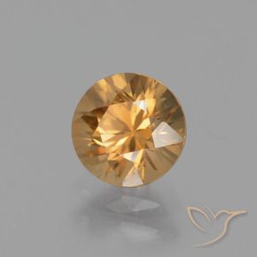 Zircon Pêche doré naturelle Coupe roude, 1.56 ct, VVS-VS