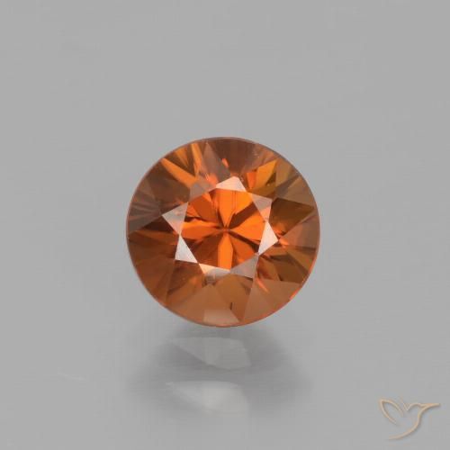 Zircon orange naturelle coupe roude, 1,42 ct, VVS