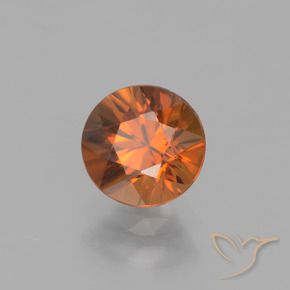 Zircon orange naturelle coupe roude, 1,42 ct, VVS