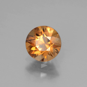 Zircon orange naturelle coupe roude, 1,22 ct, VVS-VS